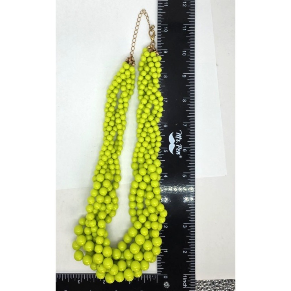 Lime Green Necklace Beaded Roped 6-Strands Lucite Graduated 18"-21" Adjust... - Picture 11 of 12